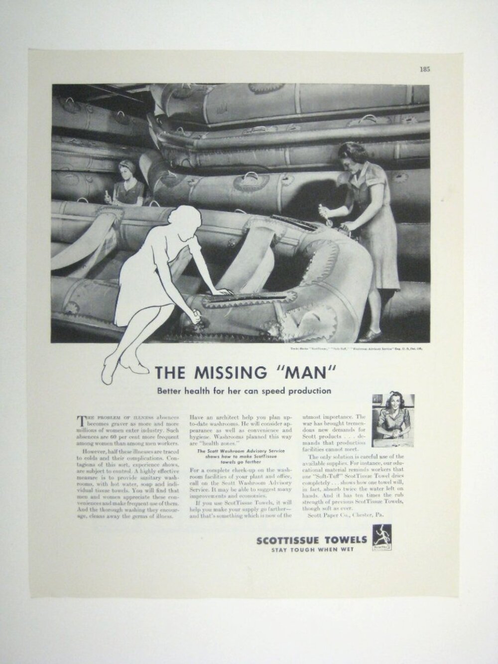 1944 Vintage Advertisement Print Scottissue Towels Better Health Women Working